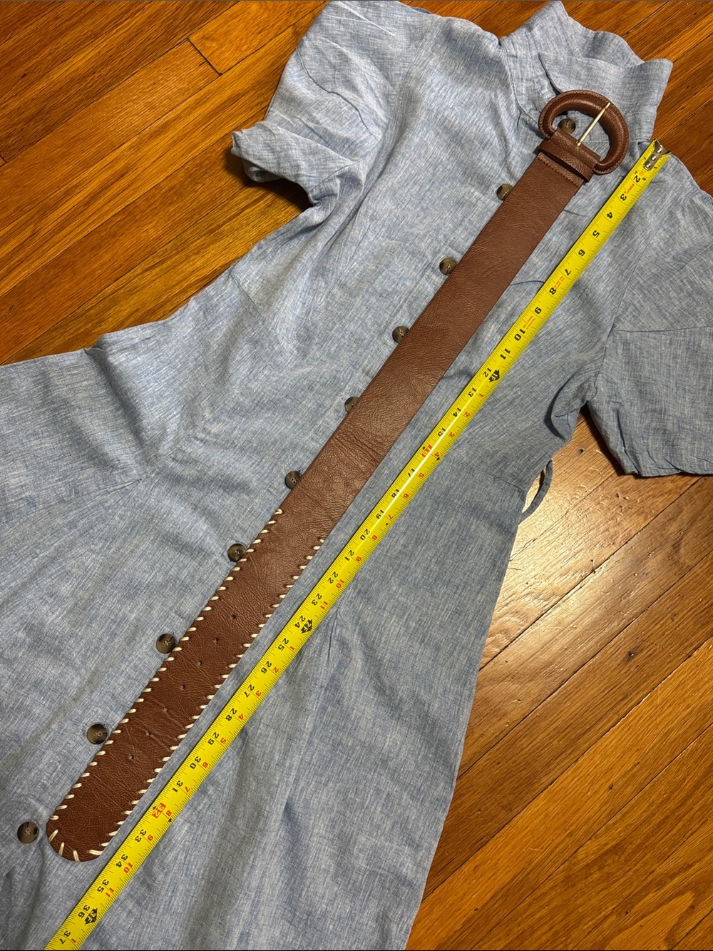 π Zara Light Blue Button-Front Midi Shirt Dress - Picture 13 of 16